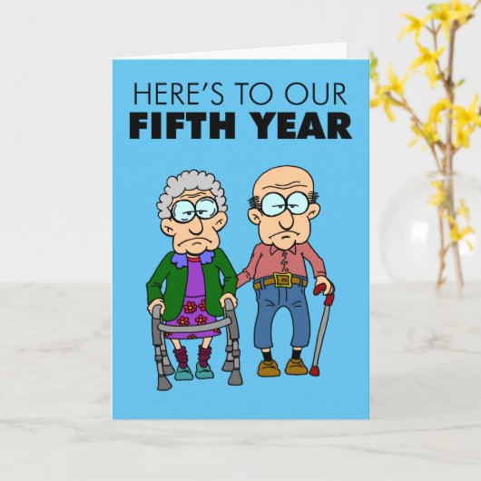 5. Hochzeitstag alt Karte (Gelbe Blume)