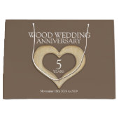 5. Hochzeitstag aus Holz Foto Geschenktasche Große Geschenktüte (Vorderseite)