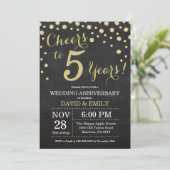 5. Hochzeitstag Chalkboard Black and Gold Einladung (Stehend Vorderseite)