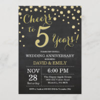 5. Hochzeitstag Chalkboard Black and Gold