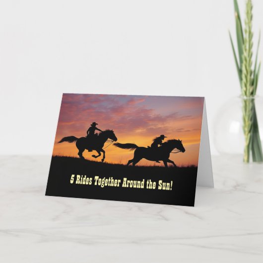 5. Hochzeitstag Cute and Fun Country Karte (Vorderseite)