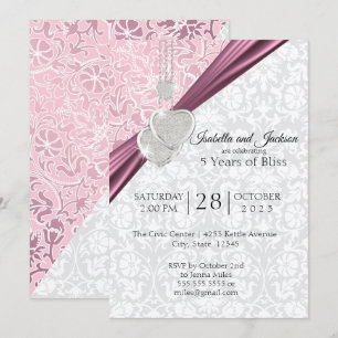 5. Hochzeitstag Design - Rosa Einladung