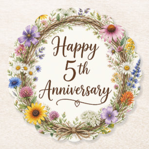 5. Hochzeitstag Floral Untersetzer