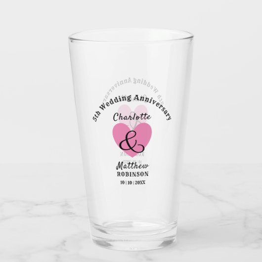 5. Hochzeitstag Geschenk Personalisiert Glas (Rückseite)
