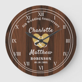 5. Hochzeitstag Geschenk Personalisiert große C Große Wanduhr
