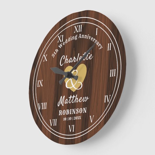 5. Hochzeitstag Geschenk Personalisiert große C Wanduhr (Winkel)