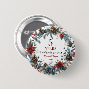 5. Hochzeitstag Holz Eleganter Winter Button
