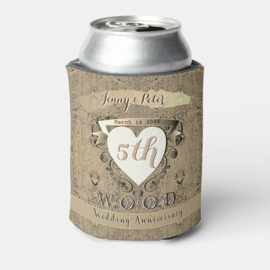 5. Hochzeitstag "Holz" Getränkekühler Dosenkühler (Kanne Rückseite)