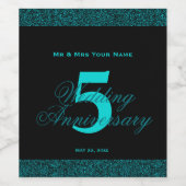 5. Hochzeitstag, Jahrgang 1998 Weinetikett (Einzelnes Label)