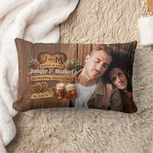 5. Hochzeitstag-Jubiläumsfeier Foto Rustikal Lendenkissen