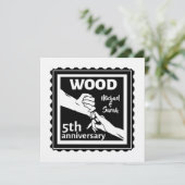 5. Hochzeitstag mit Händchenholz Einladung (Stehend Vorderseite)