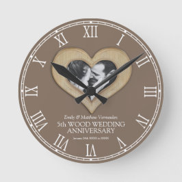 5. Hochzeitstag mit Holz - Foto Runde Wanduhr
