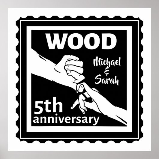 5. Hochzeitstag mit traditionellen Händen Poster (Vorne)