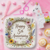 5. Hochzeitstag-Papierteller, Fünfte Hochzeit Pappteller (Party)