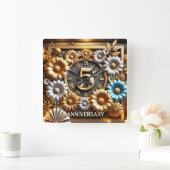 5. Hochzeitstag Quadratische Wanduhr (Zuhause)