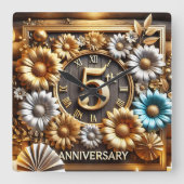5. Hochzeitstag Quadratische Wanduhr (Vorderseite)