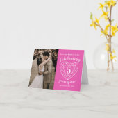 5. Hochzeitstag rosa personalisiertes Foto Karte (Gelbe Blume)