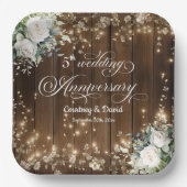 5. Hochzeitstag Rustikale Saitenlichter Pappteller (Vorderseite)