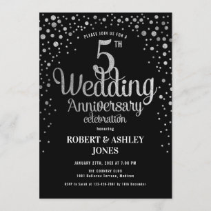 5. Hochzeitstag - Silver & Gold Einladung
