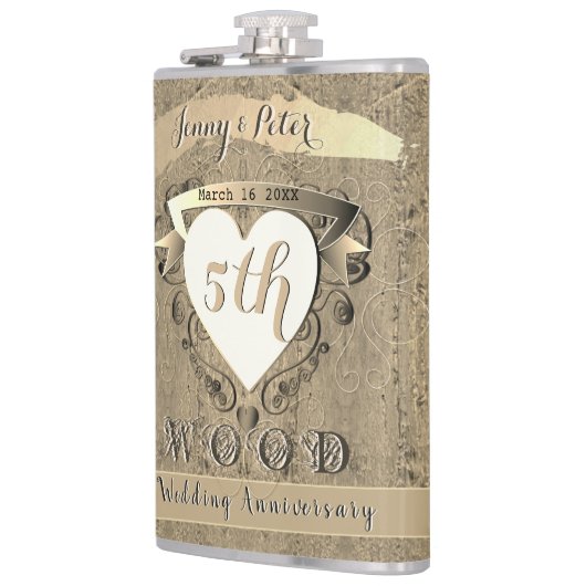 5. Hochzeitstag "Wood" Flachmann (Links)