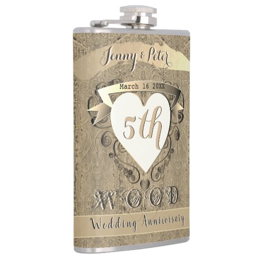 5. Hochzeitstag "Wood" Flachmann (Rechts)