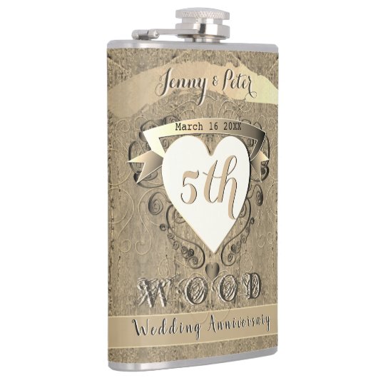 5. Hochzeitstag "Wood" Flachmann (Rechts)