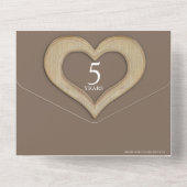 5. Holzherz-Hochzeitstag braun All In One Einladung (Rückseite)