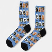 5 Hunde, 5 Namen, Hunde Foto - Personalisiert blau Socken (Linkes Detail)