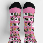5 Hunde, 5 Namen, Hunde Foto - Personalisiert rosa Socken (Oben)