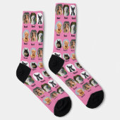 5 Hunde, 5 Namen, Hunde Foto - Personalisiert rosa Socken (Rechts)