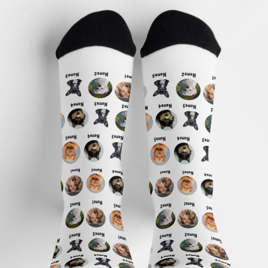 5 Hunde, 5 Namen, Hunde Foto - Personalisiert weiß Socken (Oben)