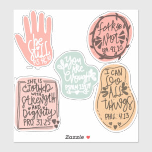 5 inspirierende Bibelzitate Handlettering Kritzele Aufkleber