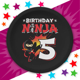 5 Jahre alt Comic Book Style Ninja 5. Geburtstag Pappteller