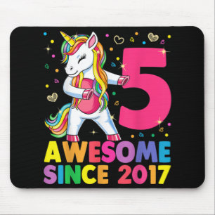5 Jahre alt Einhorn Blüte 5. Geburtstag Mädchen Un Mousepad