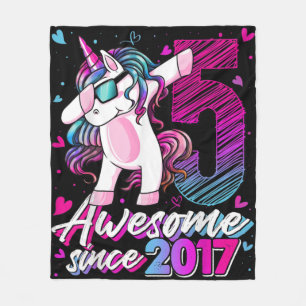 5 Jahre alt Einhorn Dabbing 5. Geburtstag Girl Uni Fleecedecke