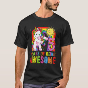 5 Jahre alt Einhorn Flossing 5. Geburtstag Girl Si T-Shirt