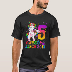 5 Jahre alt Einhorn Flossing 5. Geburtstag Mädchen T-Shirt