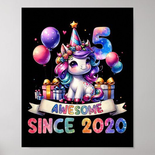 5 Jahre alt Einhorngeschenke für Mädchen 5. Geburt Poster (Vorne)