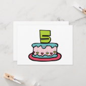 5 Jahre alt Geburtstagstorte Karte (Vorderseite/Rückseite Beispiel)