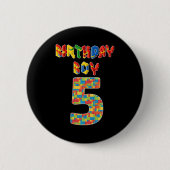 5 Jahre alt Geschenke Gebäude Blocks 5th Birthday Button (Vorderseite)