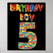 5 Jahre alt Geschenke Gebäude Blocks 5th Birthday Poster (Vorne)