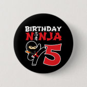 5 Jahre alt Karate Ninja Party Kinder 5. Geburtsta Button (Vorderseite)
