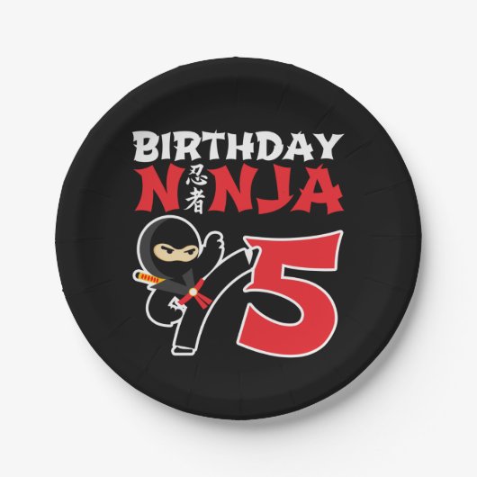 5 Jahre alt Karate Ninja Party Kinder 5. Geburtsta Pappteller (Vorderseite)
