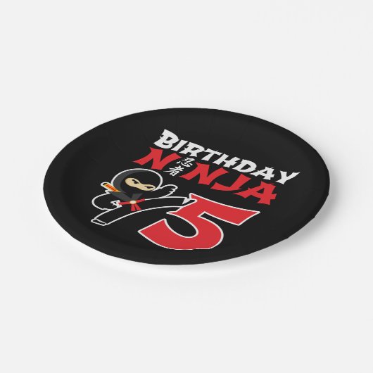 5 Jahre alt Karate Ninja Party Kinder 5. Geburtsta Pappteller (Schrägansicht)