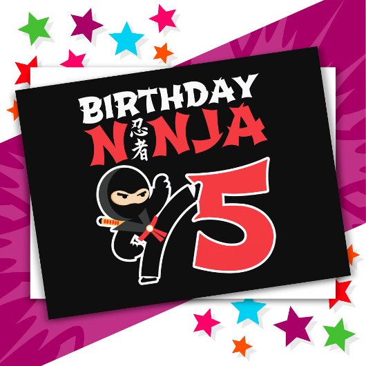 5 Jahre alt Karate Ninja Party Kinder 5. Geburtsta Postkarte