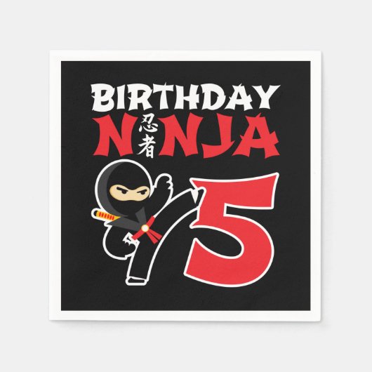 5 Jahre alt Karate Ninja Party Kinder 5. Geburtsta Serviette (Vorderseite)