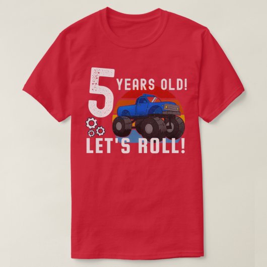 5 Jahre alt Lasse Roll Blue Monster Truck T-Shirt (Design vorne)