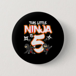 5 Jahre alt Ninja Geburtstagsparty Martial Arts Ka Button