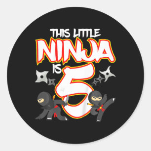 5 Jahre alt Ninja Geburtstagsparty Martial Arts Ka Runder Aufkleber