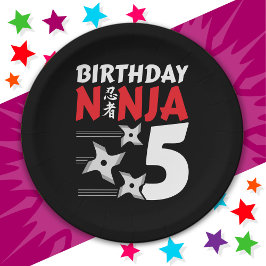 5 Jahre alt Ninja Party Stars Kinder 5. Geburtstag Pappteller
